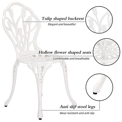 Ensemble de patio extérieur tulipe 3 pièces en aluminium avec table