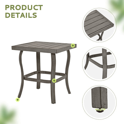 Ensemble bistro de patio 3 pièces en aluminium avec table d'appoint, fauteuils pivotants et coussins gris clair