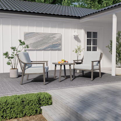 Ensemble de conversation de patio en aluminium 3 pièces avec table d'appoint et coussins