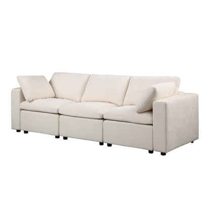 Ensemble de canapés modulaires sectionnels en chenille 3 pièces avec fauteuils sans accoudoirs et fauteuils d'angle