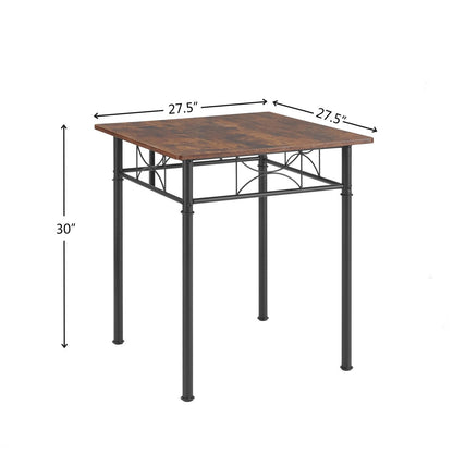 Ensemble de cuisine, salle à manger et patio 3 pièces, table et chaise marron rétro - Chaise : 15,6 L x 15,1 l x 33,8 H