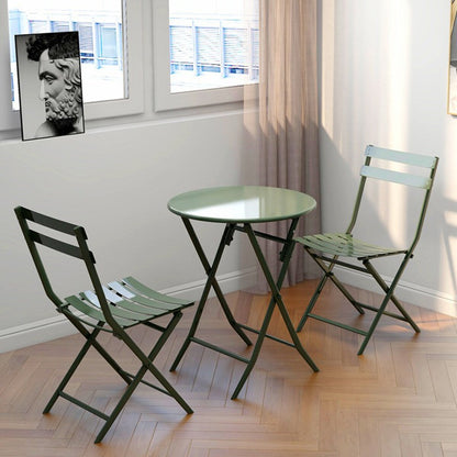 Ensemble bistro minimaliste de patio 3 pièces avec table ronde pliable et chaises - Ensemble bistro de patio 3 pièces