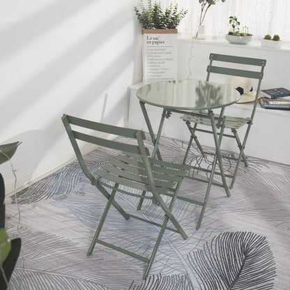 Ensemble bistro minimaliste de patio 3 pièces avec table ronde pliable et chaises - Ensemble bistro de patio 3 pièces
