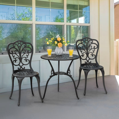 Ensemble de bistrot d'extérieur 3 pièces, ensemble de patio en fonte d'aluminium avec trou pour parasol