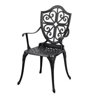 Ensemble de bistrot d'extérieur 3 pièces, ensemble de patio en fonte d'aluminium avec trou pour parasol