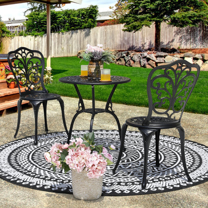 Ensemble de bistrot d'extérieur 3 pièces, ensemble de patio en fonte d'aluminium avec trou pour parasol