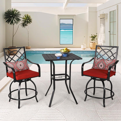 Ensemble bistrot pivotant en métal pour terrasse extérieure, 3 pièces