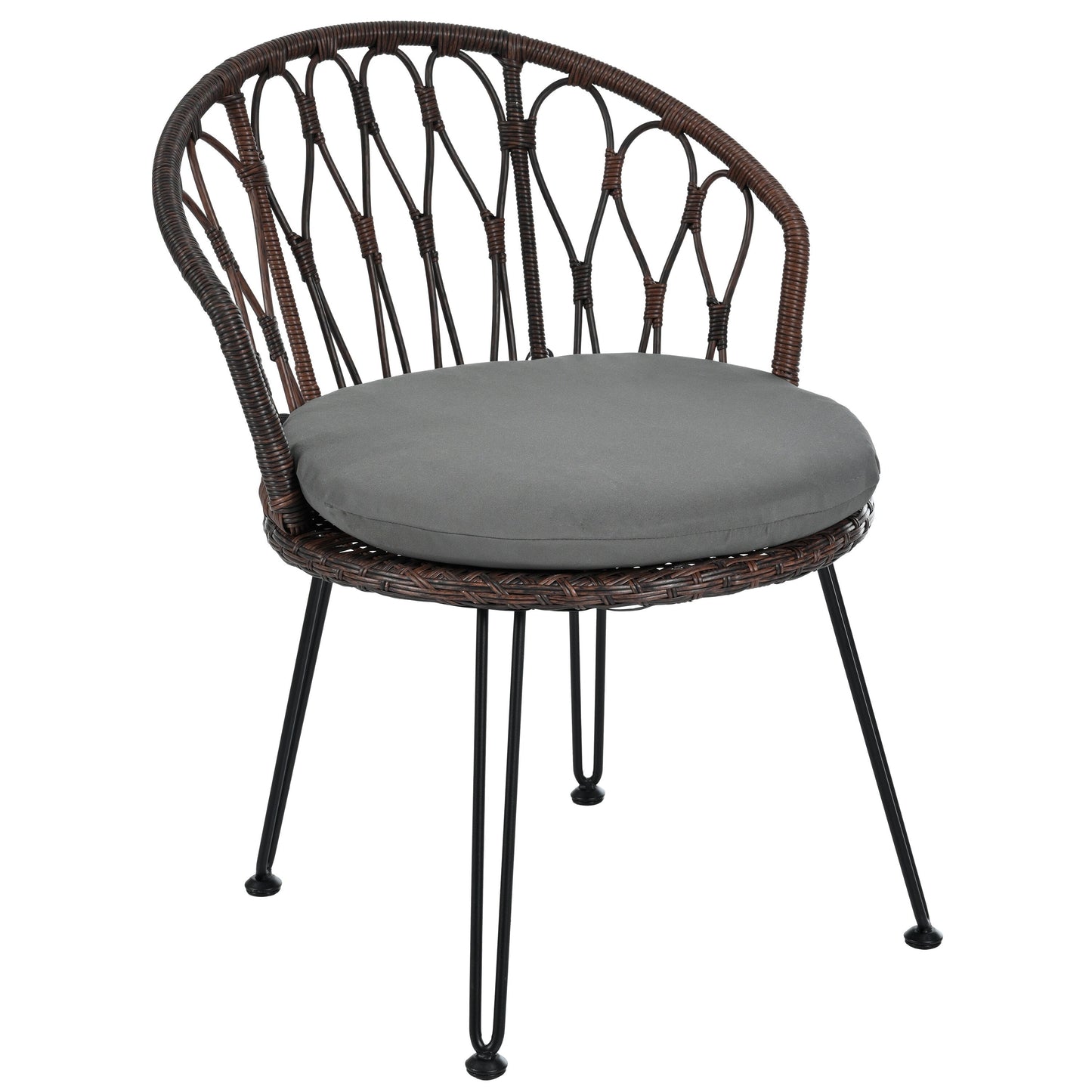 Ensemble de 3 chaises de jardin en rotin pour loisirs et conversation, avec 2 chaises et une table basse en verre