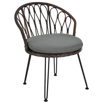 Ensemble de 3 chaises de jardin en rotin pour loisirs et conversation, avec 2 chaises et une table basse en verre