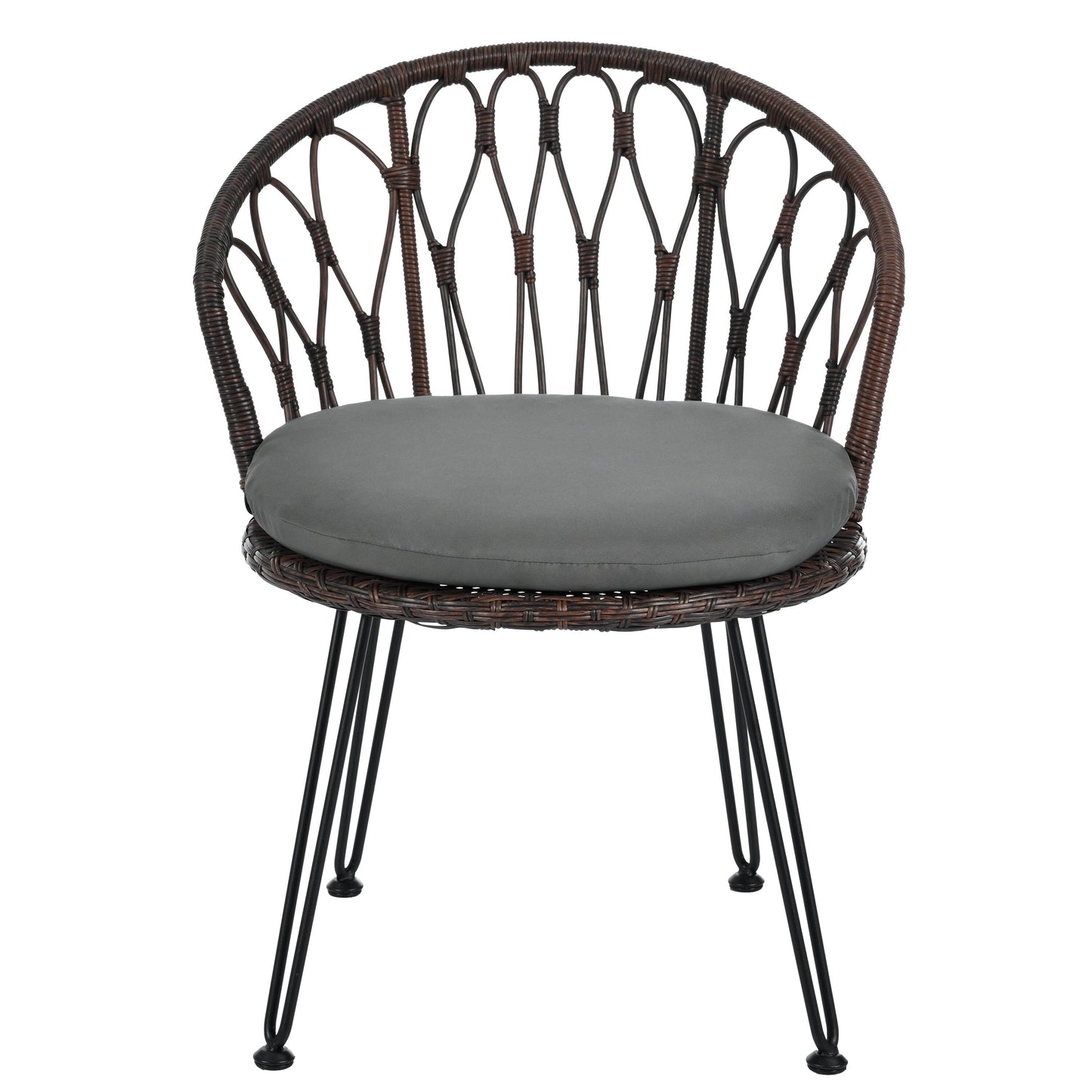 Ensemble de 3 chaises de jardin en rotin pour loisirs et conversation, avec 2 chaises et une table basse en verre