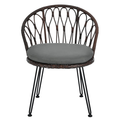 Ensemble de 3 chaises de jardin en rotin pour loisirs et conversation, avec 2 chaises et une table basse en verre