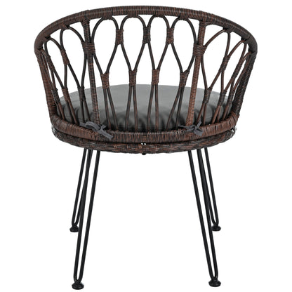 Ensemble de 3 chaises de jardin en rotin pour loisirs et conversation, avec 2 chaises et une table basse en verre