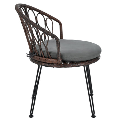 Ensemble de 3 chaises de jardin en rotin pour loisirs et conversation, avec 2 chaises et une table basse en verre
