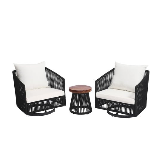 Ensemble de 3 chaises longues pivotantes d'extérieur pour jardin