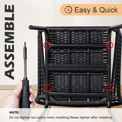 Ensemble de bistrot d'extérieur 3 pièces en osier, mobilier de jardin en rotin résistant aux intempéries, chaises de jardin avec coussins