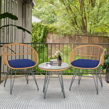 Ensemble de 3 meubles de jardin en osier avec coussins pour terrasse, piscine, jardin - 21,2 L x 23,6 l x 31,5 H