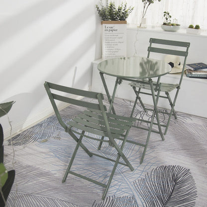 Ensemble bistro de patio 3 pièces avec table ronde pliable et chaises