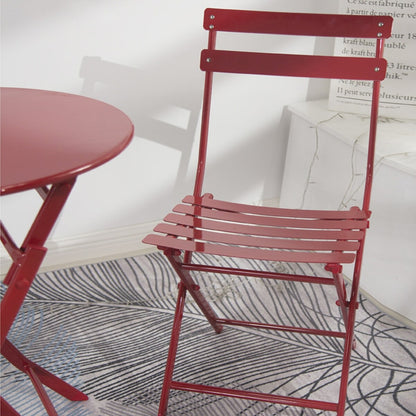 Ensemble bistro de patio 3 pièces avec table ronde pliable et chaises
