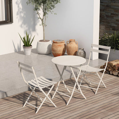 Ensemble bistro de patio 3 pièces avec table ronde pliable et chaises