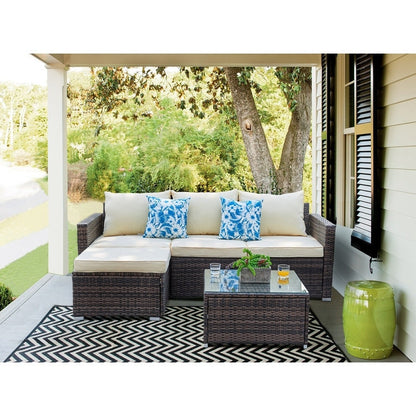 Ensemble de 3 pièces pour patio, canapé d'extérieur, meubles de patio, ensemble de canapés sectionnels en osier