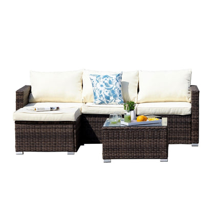Ensemble de 3 pièces pour patio, canapé d'extérieur, meubles de patio, ensemble de canapés sectionnels en osier
