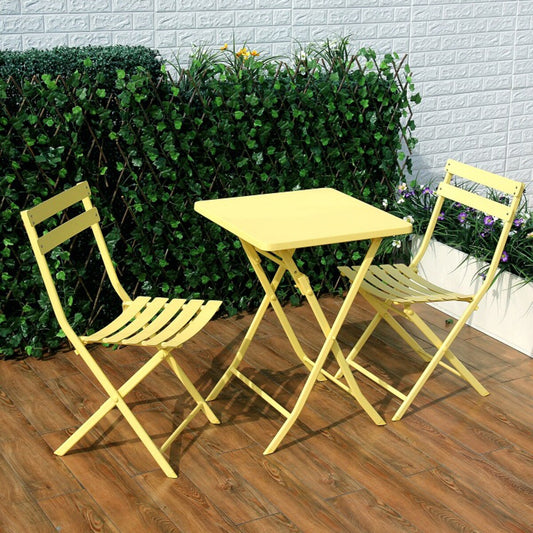 Ensemble bistrot minimaliste 3 pièces pour patio avec table carrée pliable et chaises - 3 pièces
