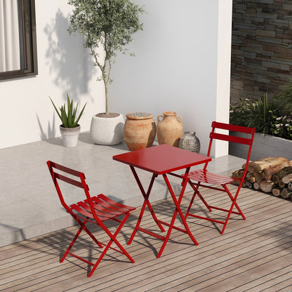Ensemble bistrot minimaliste 3 pièces pour patio avec table carrée pliable et chaises - 3 pièces