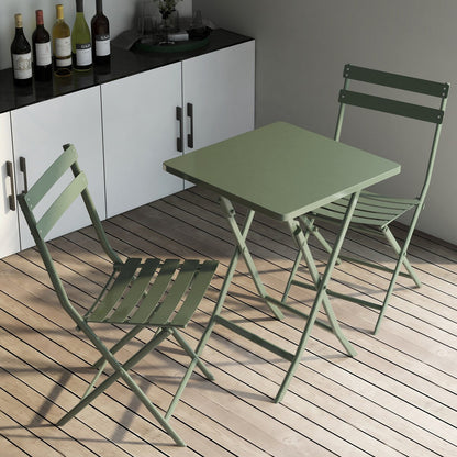 Ensemble bistrot minimaliste 3 pièces pour patio avec table carrée pliable et chaises - 3 pièces