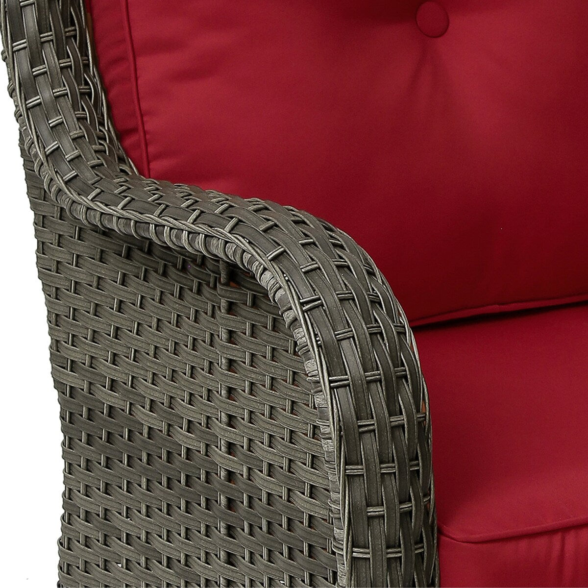 Ensemble de 3 chaises pivotantes à bascule rembourrées en rotin pour patio avec table d'appoint