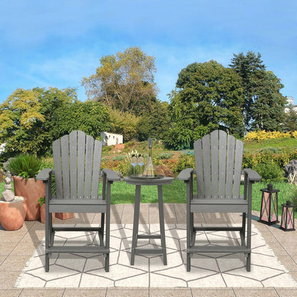 Ensemble de 3 chaises et table Adirondack en plastique pour patio extérieur