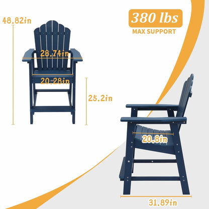 Ensemble de 3 chaises et table Adirondack en plastique pour patio extérieur