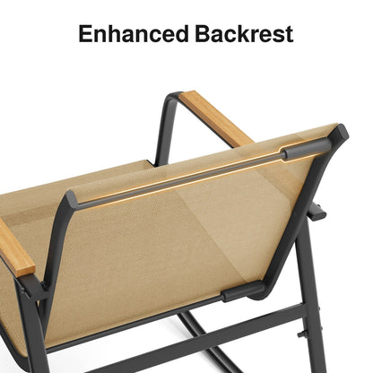 Ensemble bistrot à bascule 3 pièces, mobilier de jardin en tissu textilène, chaises à bascule pour porche