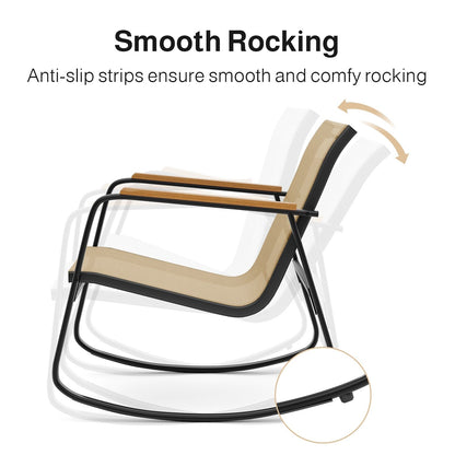 Ensemble bistrot à bascule 3 pièces, mobilier de jardin en tissu textilène, chaises à bascule pour porche