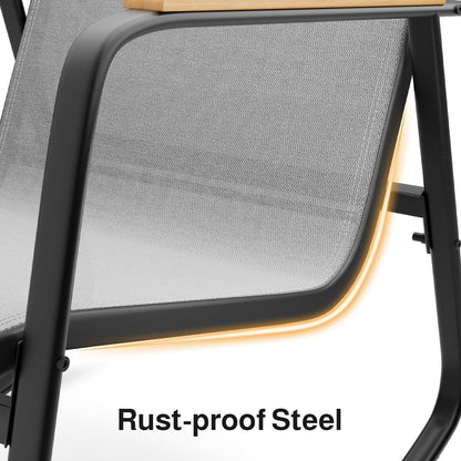 Ensemble bistrot à bascule 3 pièces, mobilier de jardin en tissu textilène, chaises à bascule pour porche