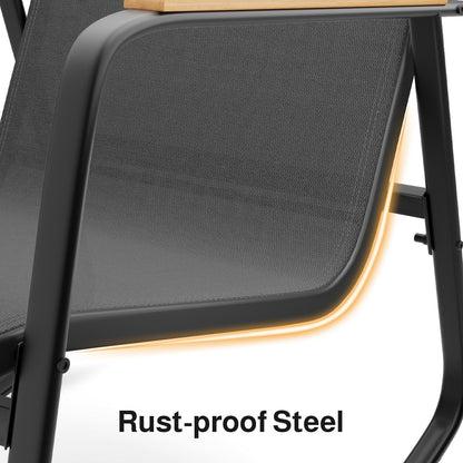 Ensemble bistrot à bascule 3 pièces, mobilier de jardin en tissu textilène, chaises à bascule pour porche