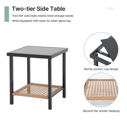 Ensemble de 3 chaises à bascule pour patio, bistro, balcon, conversation, avec table basse et coussins