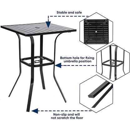 Ensemble bistrot pivotant en métal pour terrasse extérieure, 3 pièces