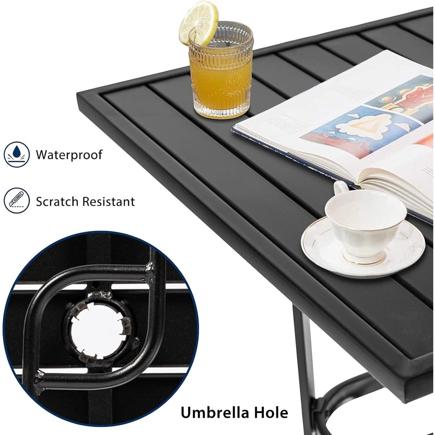 Ensemble bistrot pivotant en métal pour terrasse extérieure, 3 pièces