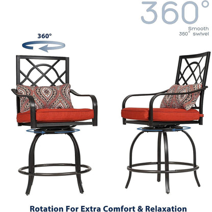Ensemble bistrot pivotant en métal pour terrasse extérieure, 3 pièces