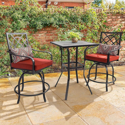 Ensemble bistrot pivotant en métal pour terrasse extérieure, 3 pièces