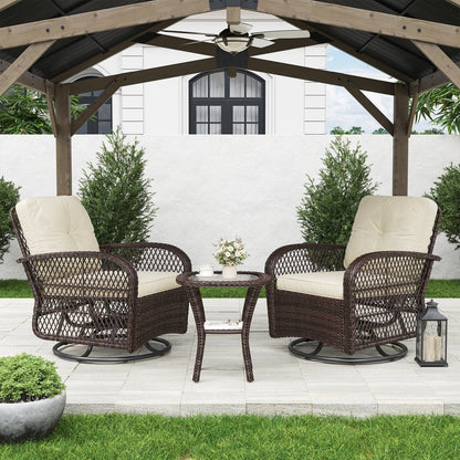 Ensemble de meubles de patio 3 pièces, ensemble de 2 chaises pivotantes à bascule