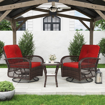 Ensemble de meubles de patio 3 pièces, ensemble de 2 chaises pivotantes à bascule
