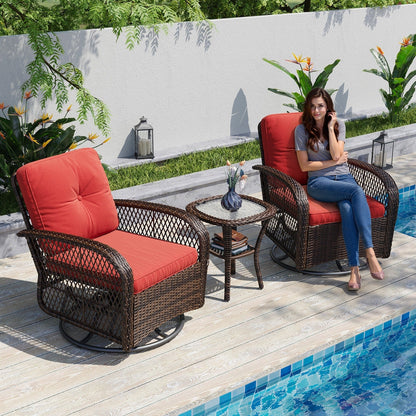 Ensemble de meubles de patio 3 pièces, ensemble de 2 chaises pivotantes à bascule