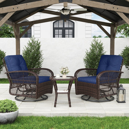 Ensemble de meubles de patio 3 pièces, ensemble de 2 chaises pivotantes à bascule