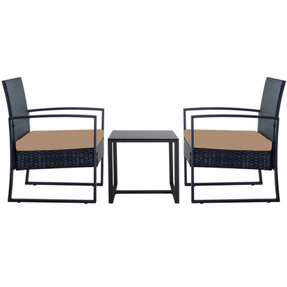 Ensemble de 3 chaises de jardin en osier avec coussins