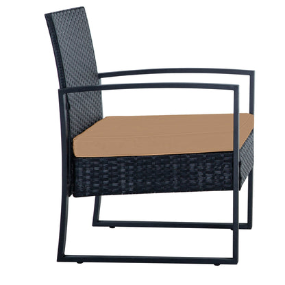 Ensemble de 3 chaises de jardin en osier avec coussins
