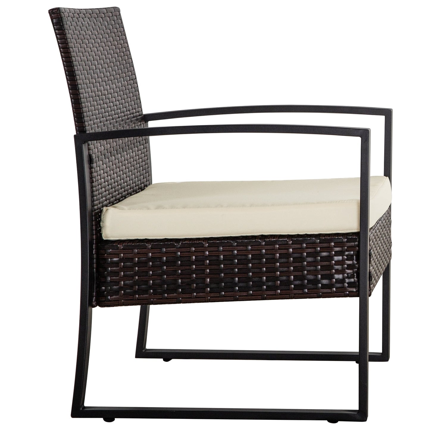 Ensemble de 3 chaises de jardin en osier avec coussins