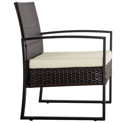Ensemble de 3 chaises de jardin en osier avec coussins