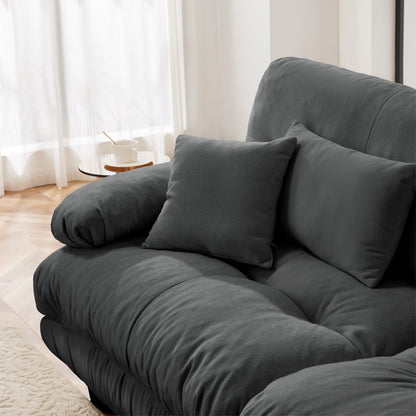 Canapé sectionnel modulaire 3 places, canapé à assise profonde, canapé nuage en forme de L avec pouf convertible pour le salon