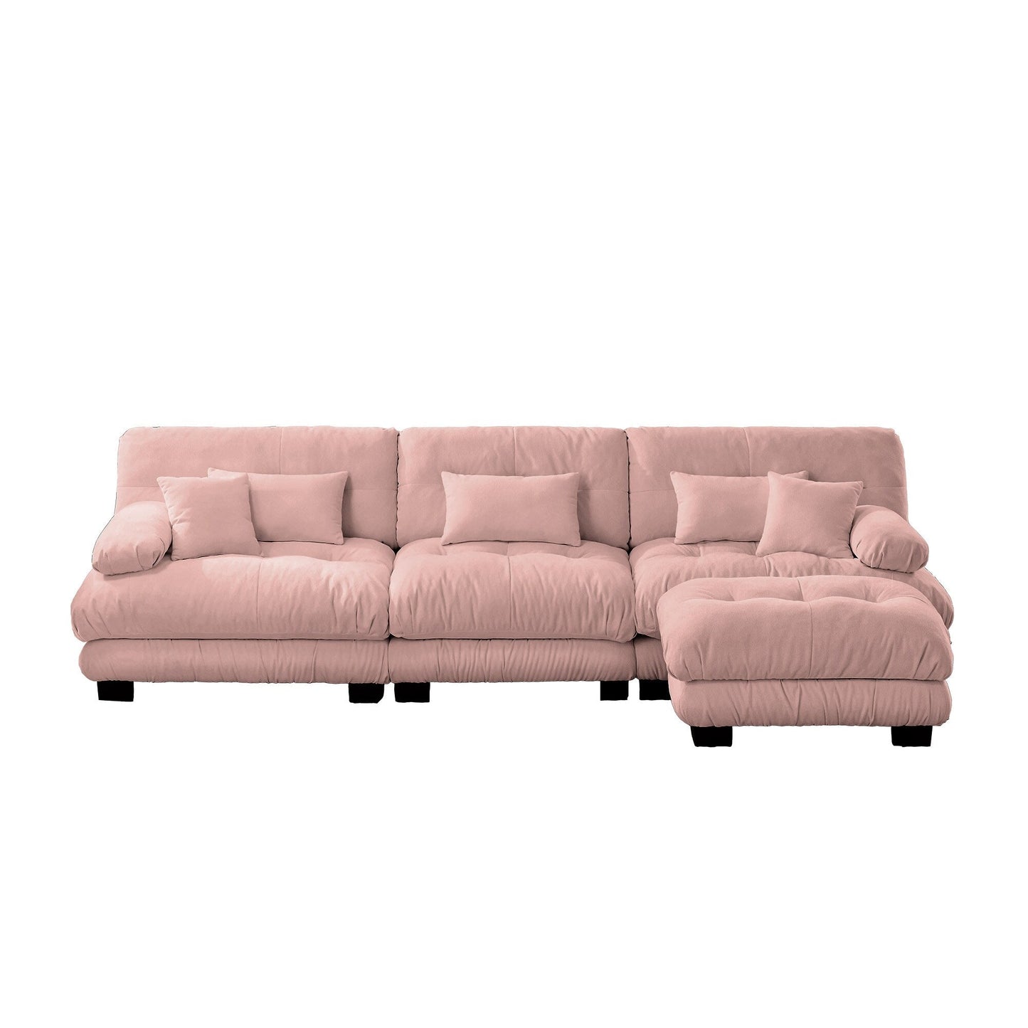 Canapé sectionnel modulaire 3 places, canapé à assise profonde, canapé nuage en forme de L avec pouf convertible pour le salon